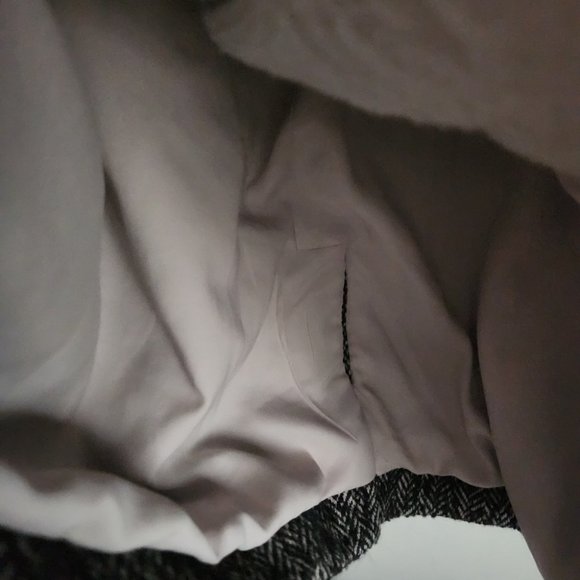 WALTER BAKER | Wool Tweed Faux leather jacket coat black cream sz L - Picture 5 of 7